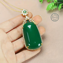 1pc Exquisite Natural Jade Pendant Neck cents, Ethnic Style - Jewelrieshub