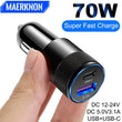 70W PD Car Charger USB Type C Fast Charging Car Phone Charger Adapter for iPhone 15 14 iPad Xiaomi Huawei Samsung Quick Charger - Jewelrieshub - - jewelrieshub.com - Jewelrieshub - 
