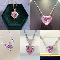 CAOSHI Exquisite Pink Cubic Zirconia Pendant Necklace for Women Heart Shaped Statement Jewelry Girls Party Accessories Wholesale - Jewelrieshub - XL608 / 45cm / Pink - jewelrieshub.com - Jewelrieshub - XL608 / 45cm / Pink