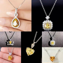 CAOSHI Elegant Women's Exquisite Pendant Necklace with Bright Yellow Cubic Zirconia Statement Jewelry Engagement Accessories - Jewelrieshub