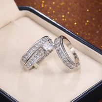 CAOSHI 3Pcs/Set Silver Color Wedding Ring for Women Elegant Couple Gifts Shining CZ Stone Charm True Love Jewelry Set Size 5-12 - Jewelrieshub