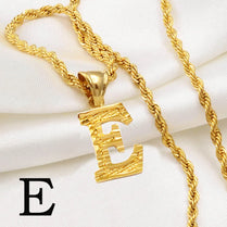 Anniyo A-Z Letters Necklaces Women Men Gold Plated Initial Pendant Rope Chain English Letter Jewelry Alphabet African #058002B