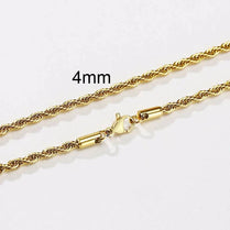 Men Ropes Long Necklace Stainless Steel Minimalist Twist Rope Chain Necklace Available in Gold Color Silver Color 2 TO 5mm - Jewelrieshub - 4mm NC-196S / 26 inch or 66cm - jewelrieshub.com - Jewelrieshub - 4mm NC-196S / 26 inch or 66cm