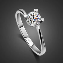 Fashion Elegant Rings Vintage 925 Sterling Silver Women Dazzling CZ Zircon Ring Girls Jewelry Princess Crown Wedding Gift - Jewelrieshub