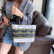 Plastic Woven Women's Handbag Handmade Bohemia Storage Basket Contrast Tote Bag Designer Summer Beach Bag Female Shoulder Bags - Jewelrieshub - - jewelrieshub.com - Jewelrieshub - 