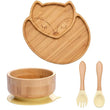 4pcs Children's Tableware Suction Plate Bowl Baby Dishes Baby Feeding Dishes Spoon Fork Sets Bamboo Plate for Kids Tableware - Jewelrieshub - - jewelrieshub.com - Jewelrieshub - 