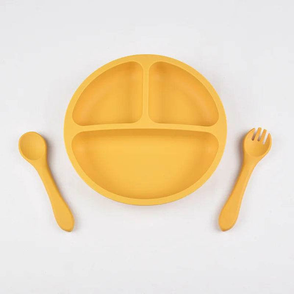 3PCS Children'S Tableware Set Baby Eating Food Training Silicone Set Adsorbed On The Table Feeding Dishes Plate With Spoon Fork - Jewelrieshub - - jewelrieshub.com - Jewelrieshub - 