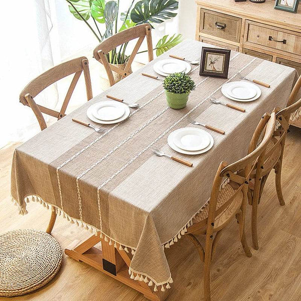 Battilo Linen Cotton Tablecloth Round Rectangular Table Cloth Waterproof Table Cover for Dining Coffee Table Kitchen Decoration - Jewelrieshub - - jewelrieshub.com - Jewelrieshub - 