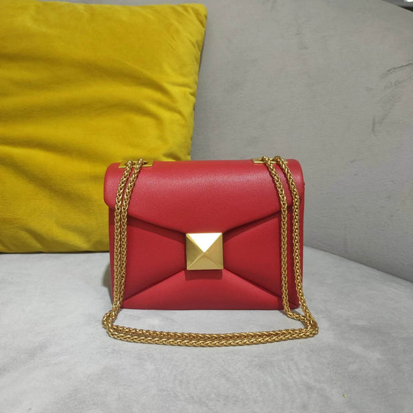 Cowhide Luxury Designer Leather Handbag Golden Big Rivet Chain Shoulder Small Purse Fashion Green Tote Bag Crossbody Women - Jewelrieshub - - jewelrieshub.com - Jewelrieshub - 