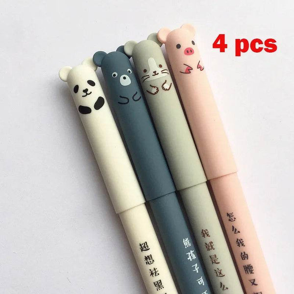 4 Pcs/Set Kawaii Pig Bear Cat Mouse Erasable Gel Pen School Office Supplies Stationery Gift 0.35mm Blue Black Ink - Jewelrieshub - - jewelrieshub.com - Jewelrieshub - 