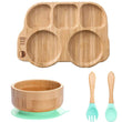 4pcs Children's Tableware Suction Plate Bowl Baby Dishes Baby Feeding Dishes Spoon Fork Sets Bamboo Plate for Kids Tableware - Jewelrieshub - - jewelrieshub.com - Jewelrieshub - 