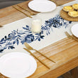 Boho Blue Flowers Linen Table Runners Dresser Scarf Table Decor Kitchen Dining Table Decor Farmhouse Holiday Wedding Party Decor - Jewelrieshub - - jewelrieshub.com - Jewelrieshub - 
