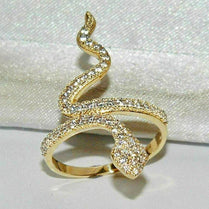 CAOSHI Unique Snake Shape Design Finger Rings for Women Brilliant Zirconia Gold Color Party Female Trendy Jewelry Accessories - Jewelrieshub