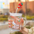 Sanrio Hello Kitty Drinkware Kuromi My Melody Cinnamoroll Glass Water Straw Cup Home Baby Milk Cup Lid Kids Creative - Jewelrieshub - - jewelrieshub.com - Jewelrieshub - 