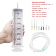 100-550ml Large Syringes With Tube for Liquid Plastic Syringes With Tip Cap for Glue Dispensing, Watering, Refilling, Feeding - Jewelrieshub - - jewelrieshub.com - Jewelrieshub - 