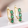 CAOSHI Chic U Shaped Gold Color Women's Hoop Earrings Noble Superb Green Zirconia Wedding Jewelry Anniversary Party Accessories - Jewelrieshub - - jewelrieshub.com - Jewelrieshub - 