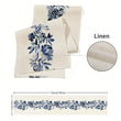Boho Blue Flowers Linen Table Runners Dresser Scarf Table Decor Kitchen Dining Table Decor Farmhouse Holiday Wedding Party Decor - Jewelrieshub - - jewelrieshub.com - Jewelrieshub - 