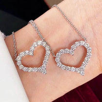 CAOSHI Delicate Exquisite Heart Necklaces for Women Stylish Bridal Wedding Jewelry Charming Crystal Pendant Trendy Accessories - Jewelrieshub