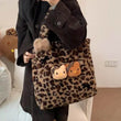 Xiuya Y2k Vintage Womens Shoulder Bag Hello Kitty Leopard Print Fashion Tote Bag Cute Bow Plush Large Capacity Ladies Handbag - Jewelrieshub - - jewelrieshub.com - Jewelrieshub - 
