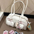 JIAERDI Retro White Bowling Bag Purse Women Hot Girls Leather Pocket Chic Casual Handbag Female Vintage Shoulder Bags Aesthetic - Jewelrieshub - - jewelrieshub.com - Jewelrieshub - 