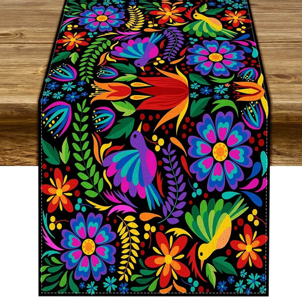 Mexican Fiesta Table Runner Mexico Dia De Los Muertos Decoration Day of The Dead table runner Home Kitchen Dining Party Decor - Jewelrieshub - - jewelrieshub.com - Jewelrieshub - 