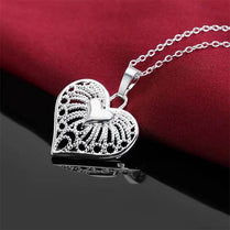 Fashion 925 Sterling Silver 18-24 Inches Fine 25MM Heart Necklace For Charm Women Wedding Party Favors Jewelry Accessories - Jewelrieshub