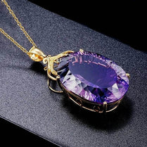 CAOSHI Simple Trendy Pendant Necklace for Lady Temperament Charming Jewelry with Bright Purple Zirconia Luxury Accessories Gift - Jewelrieshub