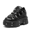 Punk Style Women Black Shoes Rock Metal Decor Lace-up Heel Height Platform Shoes Gothic Man Sneakers Women Ankle Boots 2025 New - Jewelrieshub - - jewelrieshub.com - Jewelrieshub - 