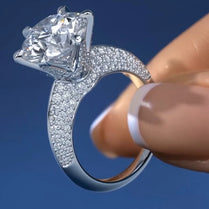 2023 New Design big CZ Silver color Women Rings Flower Luxury Wedding Engagement Finger Ring For Luxury Jewelry R8009