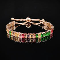 2024 New Arrival Colorful  Rose Gold Silver Color Tennis Bracelet Adjustable for Women Party Gift Jewelry Wholesale S7193