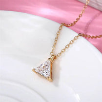 CAOSHI Brilliant Triangle Zirconia Pendant Necklace Simple Style Versatile Jewelry for Women Engagement Ceremony Accessories - Jewelrieshub