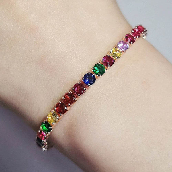 2024 New Arrival Colorful Rose Gold Silver Color Tennis Bracelet Adjustable for Women Party Gift Jewelry Wholesale S7193 - Jewelrieshub - - jewelrieshub.com - Jewelrieshub - 
