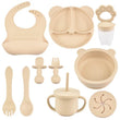 9PCS/Set BPA Free Silicone Baby Feeding Set Sucker Bowl Divided Dinning Plate Straw Cup Spoon Fork Adjustable Bib Children Dishe - Jewelrieshub - - jewelrieshub.com - Jewelrieshub - 