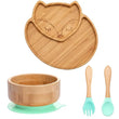 4pcs Children's Tableware Suction Plate Bowl Baby Dishes Baby Feeding Dishes Spoon Fork Sets Bamboo Plate for Kids Tableware - Jewelrieshub - - jewelrieshub.com - Jewelrieshub - 