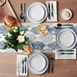 Navy Blue and Grey Leaf Texture Linen Table Runner Gray Abstract Art Leaves Dresser Scarf Table Decor Wedding Dining Party Decor - Jewelrieshub - - jewelrieshub.com - Jewelrieshub - 