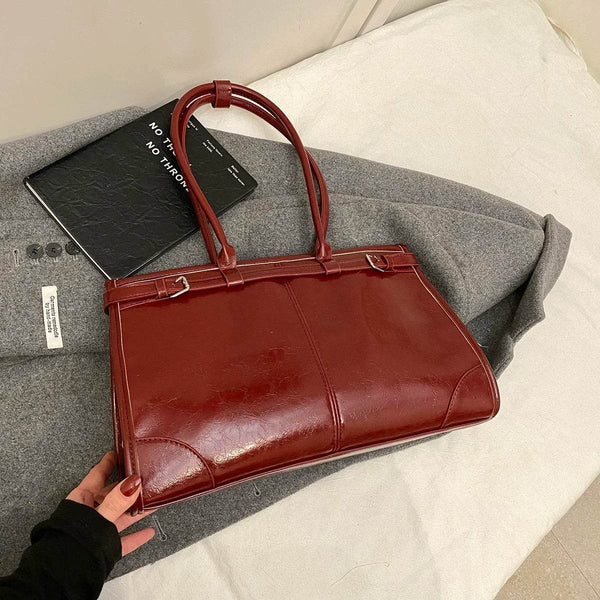 LEFTSIDE Large PU Leather Tote Bags Lady Shoulder Bag for Women 2024 Winter New Trend Fashion Y2K Retro Handbags and Purses - Jewelrieshub - - jewelrieshub.com - Jewelrieshub - 