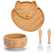 4pcs Children's Tableware Suction Plate Bowl Baby Dishes Baby Feeding Dishes Spoon Fork Sets Bamboo Plate for Kids Tableware - Jewelrieshub - - jewelrieshub.com - Jewelrieshub - 