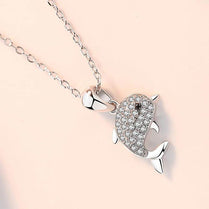 CAOSHI Chic Dolphin Pendant Necklace Female Dazzling Zirconia Jewelry for Teens Fashion Girl's Daily Wear Accessories Fancy Gift - Jewelrieshub