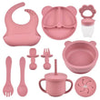 9PCS/Set BPA Free Silicone Baby Feeding Set Sucker Bowl Divided Dinning Plate Straw Cup Spoon Fork Adjustable Bib Children Dishe - Jewelrieshub - - jewelrieshub.com - Jewelrieshub - 