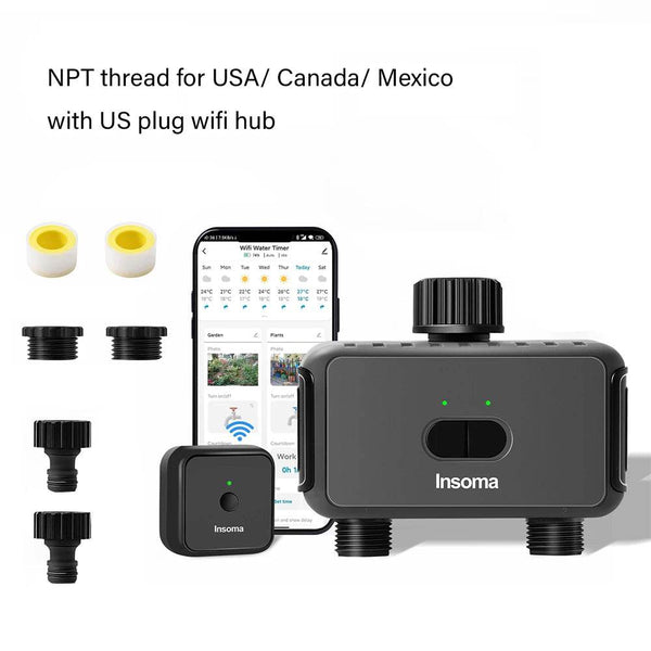 Insoma Automatic Water Timer with Gateway Dual Hose Garden Irrigation Watering System Remote Sprinkler Programmer support Alexa - Jewelrieshub - - jewelrieshub.com - Jewelrieshub - 