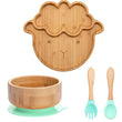 4pcs Children's Tableware Suction Plate Bowl Baby Dishes Baby Feeding Dishes Spoon Fork Sets Bamboo Plate for Kids Tableware - Jewelrieshub - - jewelrieshub.com - Jewelrieshub - 