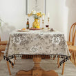 Cotton Linen Peony Printed Table Cloth With Tassel Dust-Proof Floral Circular Table Cover for Wedding Party Dinning Table Decor - Jewelrieshub - - jewelrieshub.com - Jewelrieshub - 