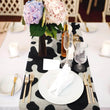 Cow Print Table Runner Farm Black White Cowhide Tablecloth Parties Western Barnyard Cowboy Themed Birthday Home Kitchen Decor - Jewelrieshub - - jewelrieshub.com - Jewelrieshub - 