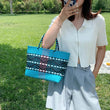 Plastic Woven Women's Handbag Handmade Bohemia Storage Basket Contrast Tote Bag Designer Summer Beach Bag Female Shoulder Bags - Jewelrieshub - - jewelrieshub.com - Jewelrieshub - 