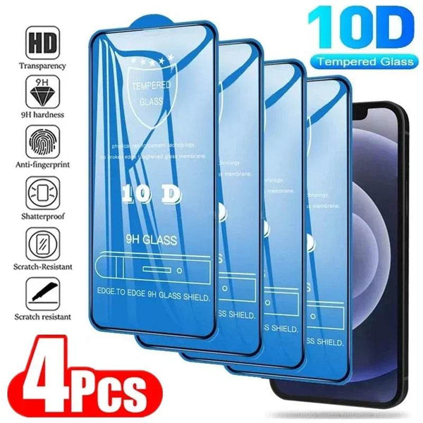 4Pcs 10D Tempered Glass 15 11 12 14 Pro Max Mini 7 8 Plus Full Cover Screen Protector For Iphone 13 16 PRO XR XS MAX - Jewelrieshub - - jewelrieshub.com - Jewelrieshub - 