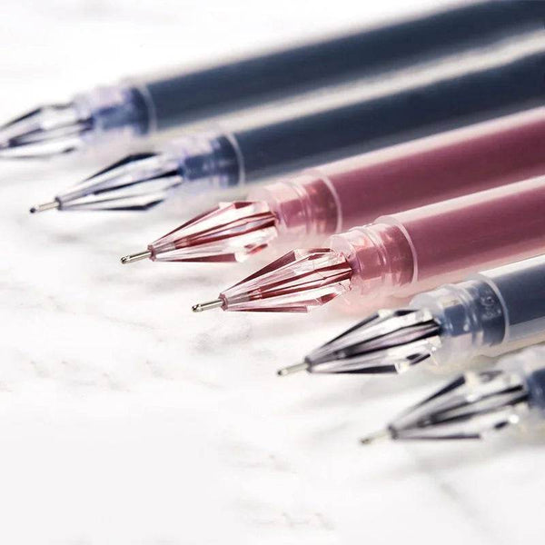 6 Pcs/Set 0.38mm Large-capacity Ink Diamond Tip Gel Pen Black/Blue/Red Refill Exam Signing Writing School Office Supplies - Jewelrieshub - - jewelrieshub.com - Jewelrieshub - 