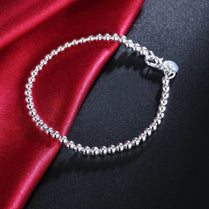 Christmas gifts charm 925 Sterling Bracelet 4MM beads chain for woman Popular brands jewelry fashion Wedding party - Jewelrieshub