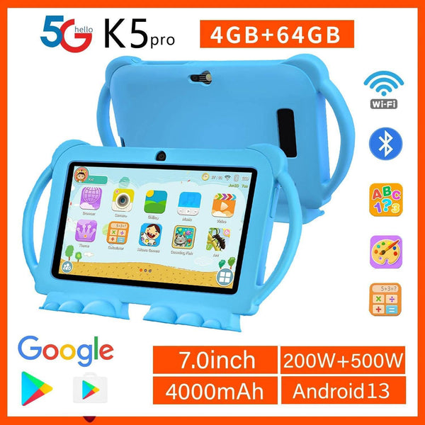 BDF K5 pro 7-inch Kids Tablet Cartoon Kids-Proof Case 5G WiFi Google Learning Education Tablet PC 4GB RAM 64GB ROM 4000mAh - Jewelrieshub - - jewelrieshub.com - Jewelrieshub - 