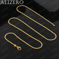 ALIZERO 18K Gold Necklace 16/18/20/22/24/26/28/30 Inch 2mm Base Chain Necklaces For Women Man Fashion Fine Jewelry Wholesale - Jewelrieshub