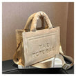 2025 Women's Khaki Velour Tote Bag Original Letter Print Medium Ladies Brand Shopper Handbag Female Square Medium Shoulder Bags - Jewelrieshub - - jewelrieshub.com - Jewelrieshub - 